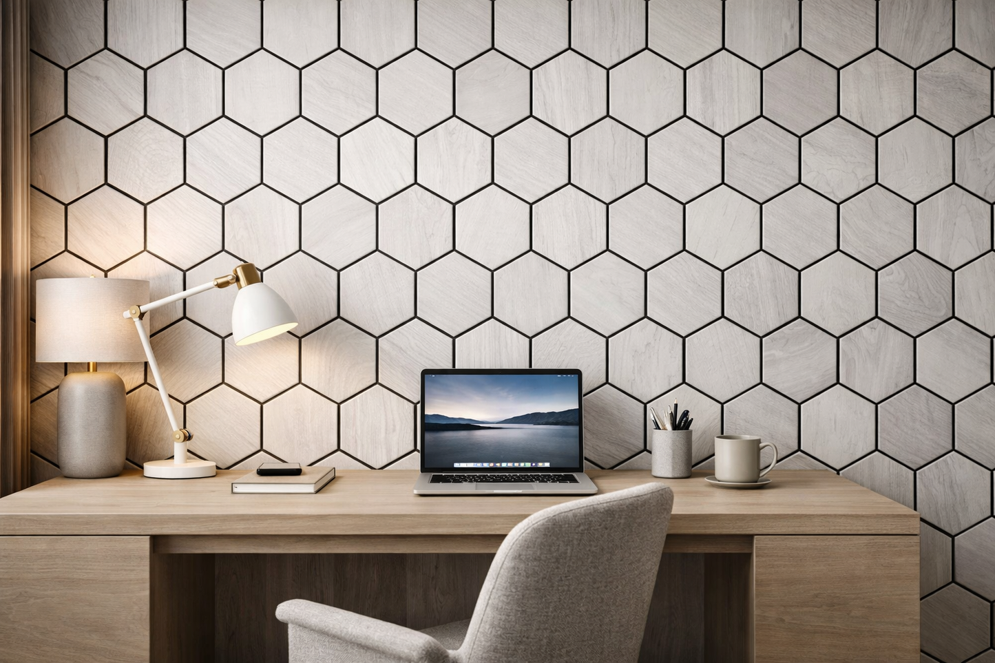 Dekorative Hexagon Veggpaneler i Tre